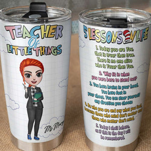 Personalized Teacher Tumbler - Five Lessons In Life, Teacher Of Little Things - Girl Dolls - Tumbler Cup - GoDuckee