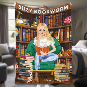 Personalized Reading Girl Blanket - Chilling Reading Time In Library BOOK2104 - Blanket - GoDuckee