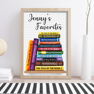 Custom Book Titles Poster - Stack Of Book Art - Poster & Canvas - GoDuckee