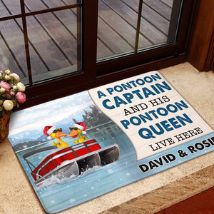 Personalized Duck Welcome Doormat Gifts for Couple - Pontoon Captain and His Pontoon Queen - Doormat - GoDuckee