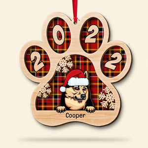 Dog Paw Personalized Wood Ornament, Christmas Tree Decor For Dog Lovers - Ornament - GoDuckee