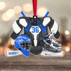 Hockey Gear Personalized Acrylic Ornament, Christmas Tree Decor for Hockey Players - Ornament - GoDuckee