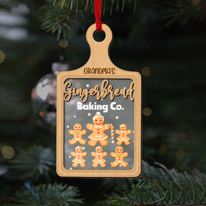 Baking Grandma Gingerbread, Personalized 2 Layered Mix Ornament, Grandma Christmas Gift - Ornament - GoDuckee