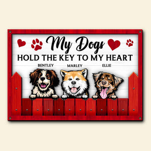 Dogs Hold The Key To My Heart, Personalized Wood Key Hanger for Dog Lovers - Wood Sign - GoDuckee