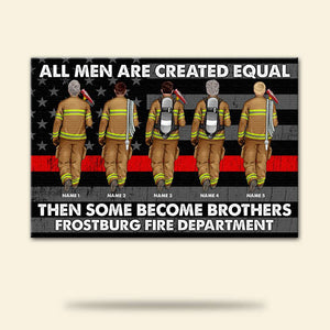 Personalized Firefighter Brother & Sister Poster - All Men Are Created Equal - Thin Red Line Flag - Poster & Canvas - GoDuckee