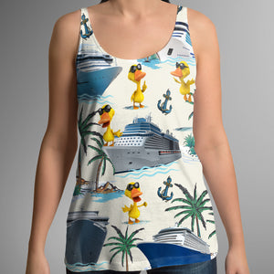 Cruising Duck Happy Cruising Time, Women Tank Top, Gifts for Cruising Lovers - AOP Products - GoDuckee