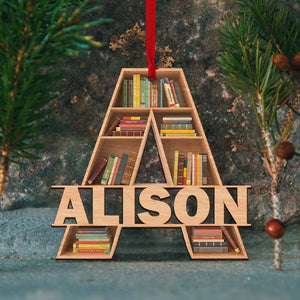 Personalized Book Wood Ornament, Custom Alphabet Letters, Christmas Gift For Book Lovers - Ornament - GoDuckee