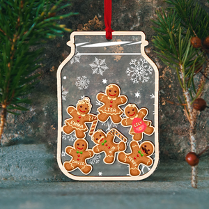 Gingerbread Cookie Family Personalized 2 Layered Mix Ornament - Ornament - GoDuckee