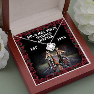 Biker Couple Marriage Chapter - Personalized Love Knot Necklace - Gift for Him/Her - Jewelry - GoDuckee