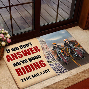Personalized Biker Couple Doormat - If We Don't Answer We've Gone Riding - Marriage Chapter - Doormat - GoDuckee