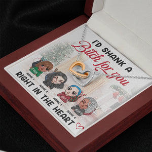 Friends Christmas I'd Shank A Bitch For You Interlocking Hearts Necklace - Jewelry - GoDuckee