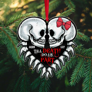 Couple, Personalized Kissing Heart Shape Ornament, Till Death Do Us Part - Ornament - GoDuckee