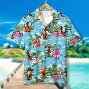 Surfing Parrot Hawaiian Shirt - Tropical Island Scenes - Hawaiian Shirts - GoDuckee