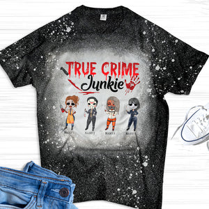 Girl True Crime Junkies Custom Bleached T-Shirt - Shirts - GoDuckee