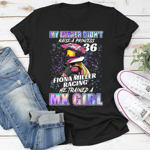 Personalized Motocross Girl Shirts - My Father Trained A MX Girl - Hologram Pattern - Shirts - GoDuckee