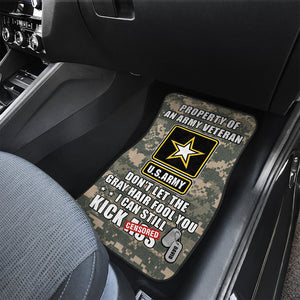 Veteran Don’t Let The Gray Hair Fool You I Can Still Kick Ass Personalized Universal Car Front & Rear Floor Foot Mats, Custom Military Unit - Doormat - GoDuckee