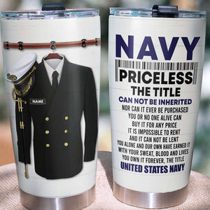 Personalized Navy Tumbler - The Title Cannot Be Inherited - Uniform On Hanger - Tumbler Cup - GoDuckee