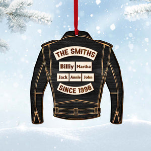 Family Biker Jacket Custom Patches Personalized Ornament, Christmas Gift For Motorcycle Lovers - Ornament - GoDuckee