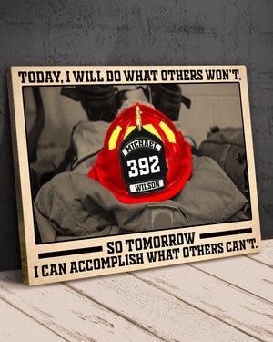 Personalized Firefighter Helmet Badge Poster - Today I Will Do What Other Won't - Poster & Canvas - GoDuckee