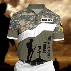 Veteran We Will Never Forget, Personalized Polo Shirt, Military Gifts, Custom Military Unit - AOP Products - GoDuckee