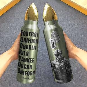 Veteran Foxtrot Uniform Charlie Kilo Yankee, Personalized Bullet Tumbler, Military Gifts - Water Bottles - GoDuckee