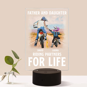 Father and Kid Riding Partners For Life - Personalized Led Night Light - Gift for Dad - Motocross Dad and Kid - Led Night Light - GoDuckee