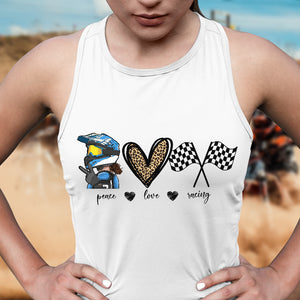 Peace Love Racing, Personalized Shirt, Gift for Motocross Girls - Shirts - GoDuckee