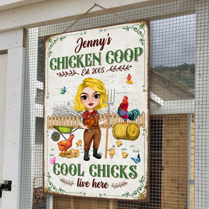 Country Girl Cool Chicks Live Here, Personalized Metal Sign, Gifts for Farmers - Metal Wall Art - GoDuckee