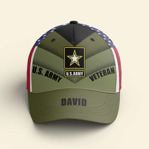Veteran Personalized Classic Cap With Flag Pattern, Military Gift - Classic Cap - GoDuckee