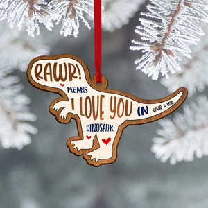 Dinosaur Love- Rawr Means I Love You Personalized Custom Shape Wood Ornament, Christmas Gift - Ornament - GoDuckee
