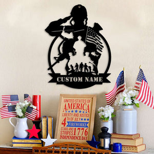 Home of The Free Because of The Brave, Personalized Metal Sign, Military Gifts - Metal Wall Art - GoDuckee