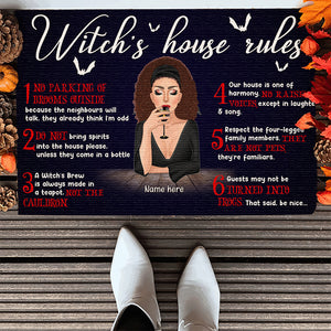 Personalized Witch Girl Doormat - Witch's House Rules Custom Doormat - Doormat - GoDuckee