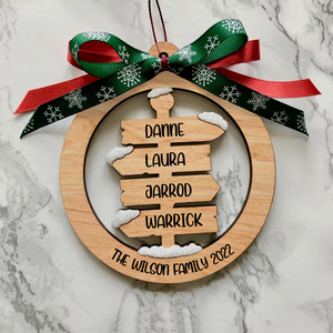 Signpost Family Christmas, Personalized Wood Shape Ornament Christmas Gift For Family - Ornament - GoDuckee