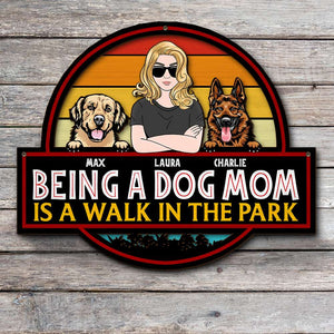 Being A Dog Mom Is A Walk In The Park, Personalized 2 Layers Wood Sign, Gifts for Dog Lovers - Wood Sign - GoDuckee