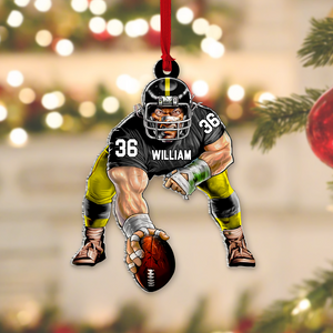 American Football Fierce Player, Personalized Acrylic Ornament - Ornament - GoDuckee