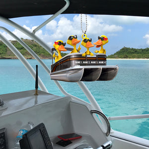 Pontoon Ducks Wearing Sunglasses - Personalized Car Ornament - Gift for Pontoon Lovers - Ornament - GoDuckee