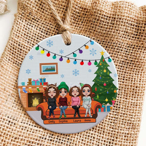 The Love Between Sisters Always & Forever, Personalized Besties Ceramic Ornament - Ornament - GoDuckee