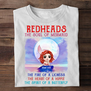 Redheads The Soul Of Mermaid The Fire Of A Lioness The Heart Of A Hippie The Spirit Of A Butterfly Custom Shirts - Shirts - GoDuckee