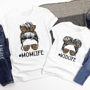 Personalized Leopard Family Gifts Shirt Ideas For Mother and Kid Mom life Kid life Custom Shirts - Shirts - GoDuckee