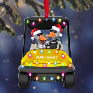 Golf Duck Christmas - Personalized Christmas Ornament - Gift for Golfers - Ducks Driving A Golf Cart - Ornament - GoDuckee
