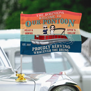 Personalized Pontoon Friends Flag - Proudly Serving Whatever You Bring Fol7-Vd3 - Flag - GoDuckee