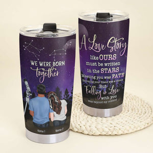 Personalized Zodiac Couple Tumbler - We Were Born Together - Tumbler Cup - GoDuckee