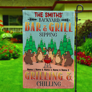 Personalized Gifts For Bear Family, Grilling and Chilling With Bear Family Custom Flag - Flag - GoDuckee