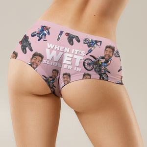 When It's Wet Slide Er In Custom Photo Motocross Ladies Briefs - Boxer Briefs - GoDuckee