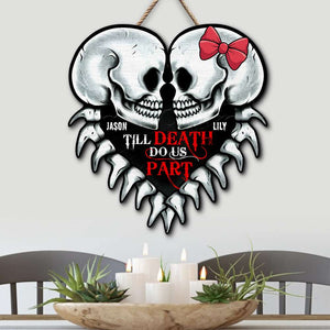 Couple Till Death Do Us Part, Personalized Wood Sign - Wood Sign - GoDuckee