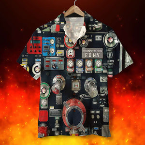 Personalized Firefighter Hawaiian Shirt Modern Fire Truck Water Pumping System - Hawaiian Shirts - GoDuckee