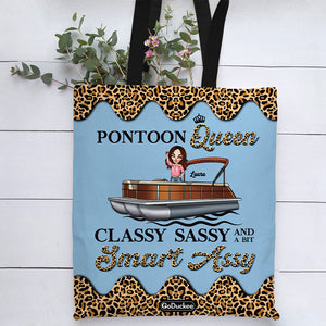 Personalized Pontoon Queen Tote Bag - Classy Sassy, A Bit Smart Assy - Leopard Pattern - Tote Bag - GoDuckee