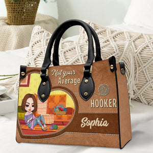 Knitting Not Your Average Hooker, Personalized Knitting Girl Leather Bag, Gift for Craft Girls - Leather Bag - GoDuckee