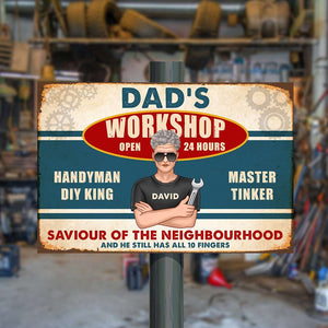 Personalized Fixing Dad Metal Sign - Saviour of The Neighbourhood - Metal Wall Art - GoDuckee