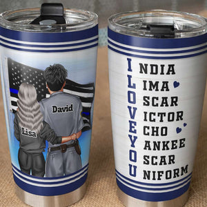 Personalized Police Couple Tumbler Cup - India Lima Oscar Victor Echo - Tumbler Cup - GoDuckee